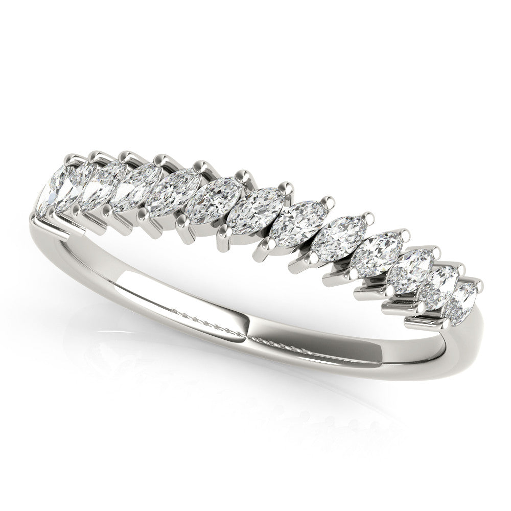 Platinum Marquise Diamond Half-Eternity Band with Shared Prong Setting