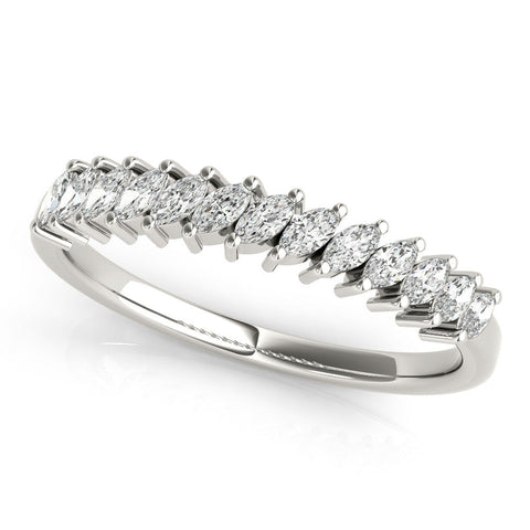 Platinum Marquise Diamond Half-Eternity Band with Shared Prong Setting