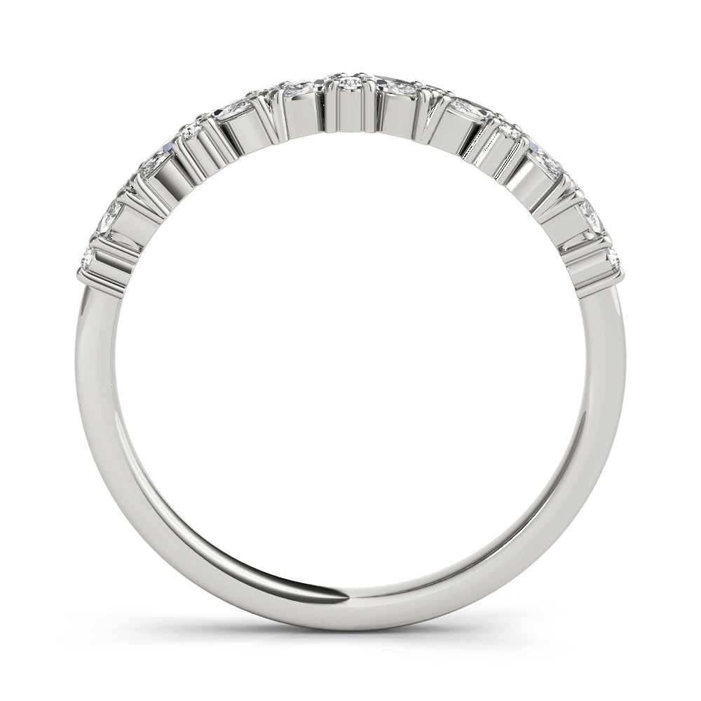 White gold Marquise and Round Diamond Vine Eternity Band with Prong Setting