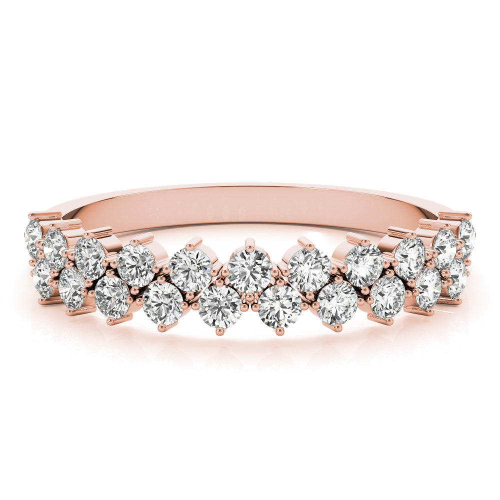 Rose gold Round Diamond Prong Set Chevron Band