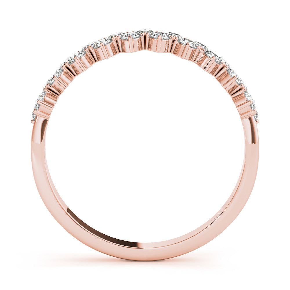 Rose gold Round Diamond Prong Set Chevron Band
