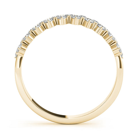 Yellow gold Round Diamond Prong Set Chevron Band