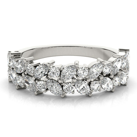 Platinum Pave Marquise and Round Diamond Eternity Band with Prong Setting