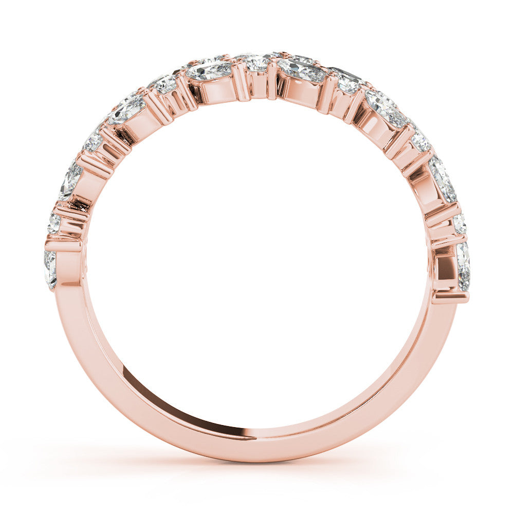 Rose gold Pave Marquise and Round Diamond Eternity Band with Prong Setting
