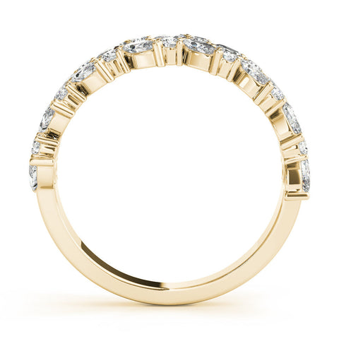 Yellow gold Pave Marquise and Round Diamond Eternity Band with Prong Setting