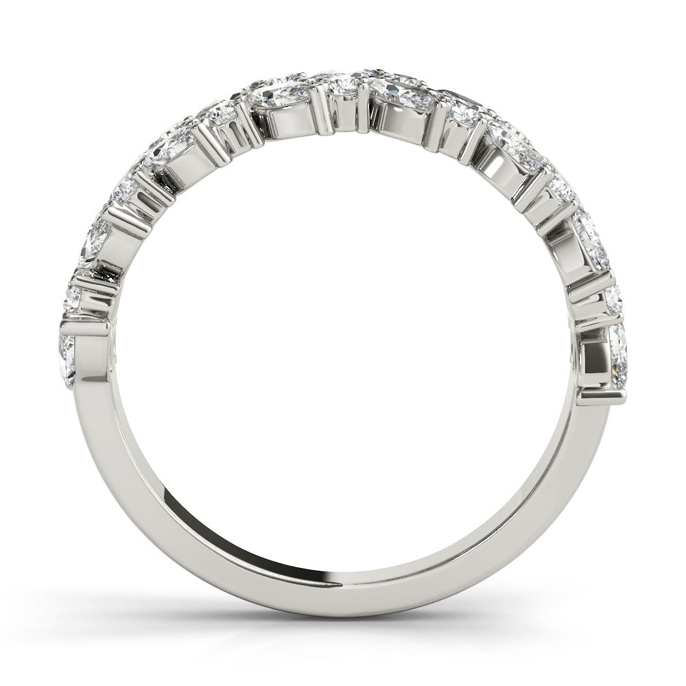 White gold Pave Marquise and Round Diamond Eternity Band with Prong Setting
