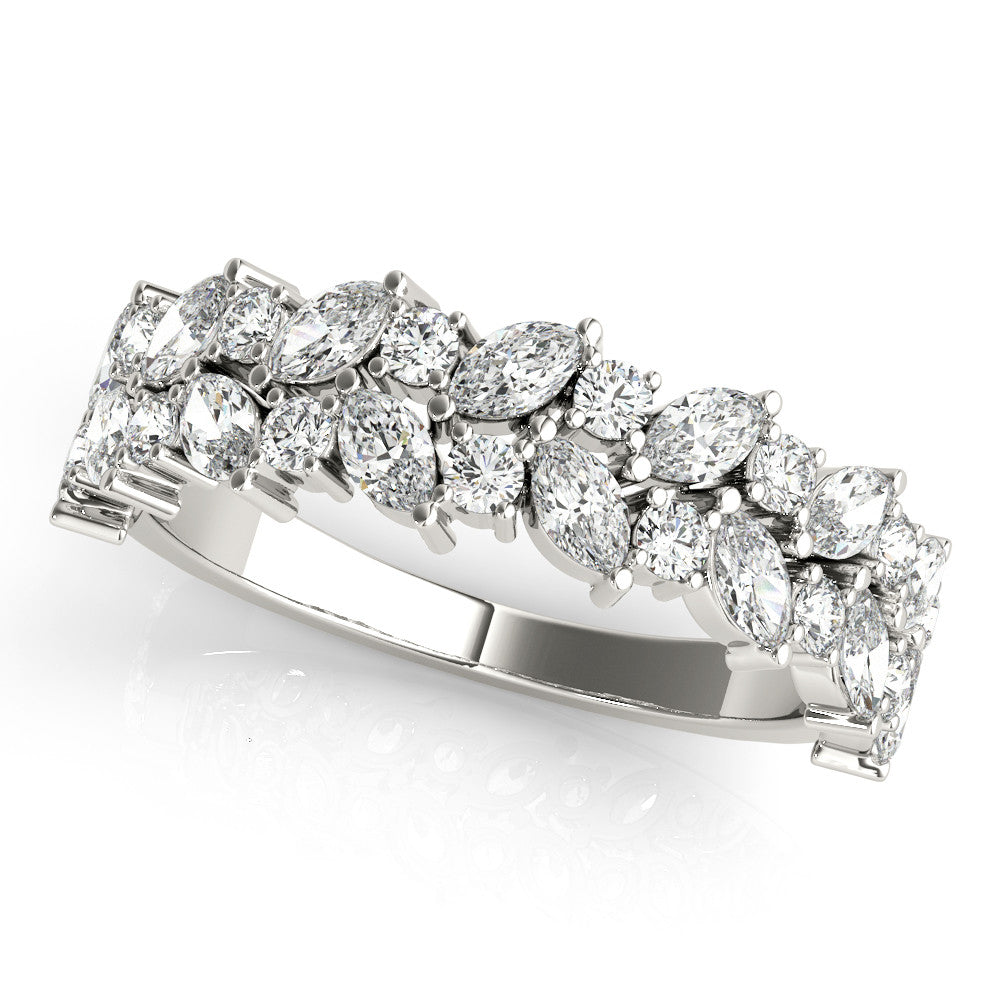 Platinum Pave Marquise and Round Diamond Eternity Band with Prong Setting