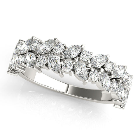Platinum Pave Marquise and Round Diamond Eternity Band with Prong Setting