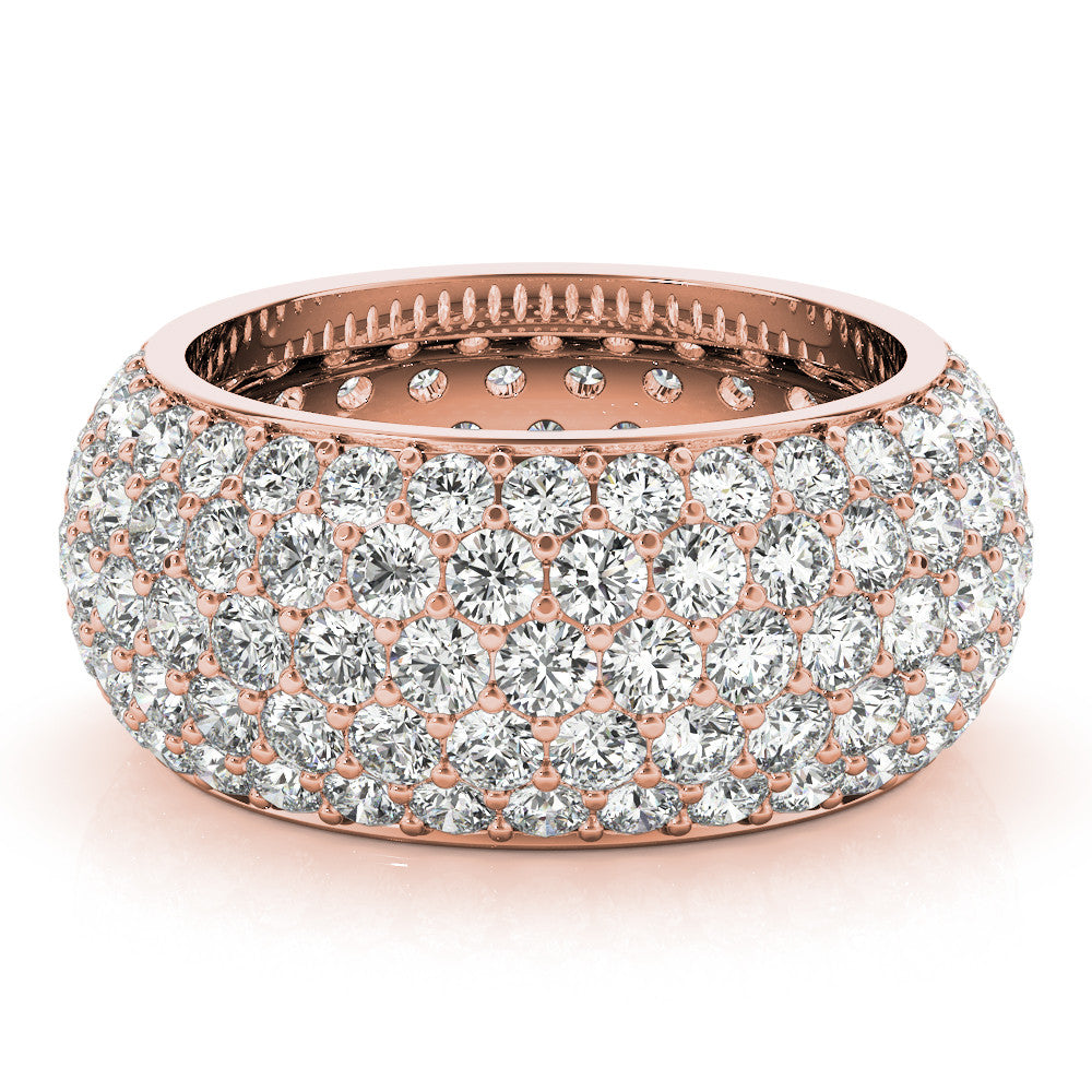 Rose gold Pavé Round Diamond Wide Band with Micro-Prong Setting