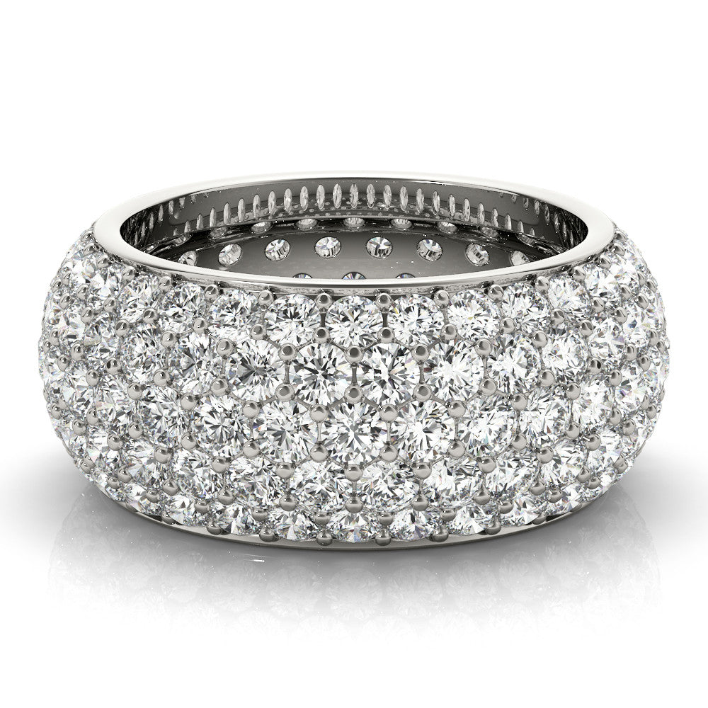 White gold Pavé Round Diamond Wide Band with Micro-Prong Setting
