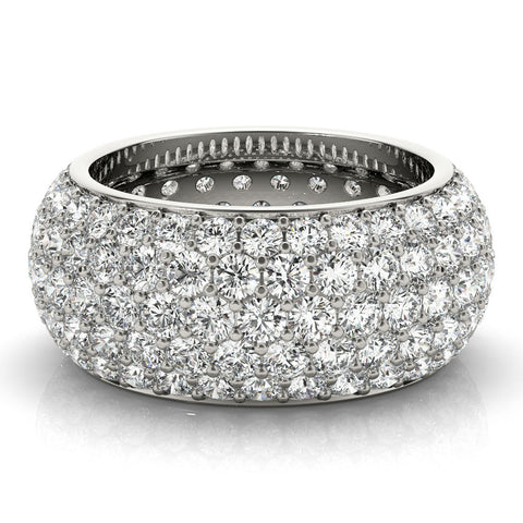 White gold Pavé Round Diamond Wide Band with Micro-Prong Setting
