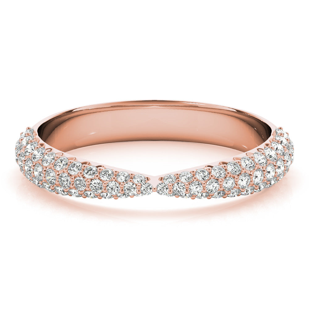Rose gold Pavé Round Diamond Twist Band with Micro Prong Setting