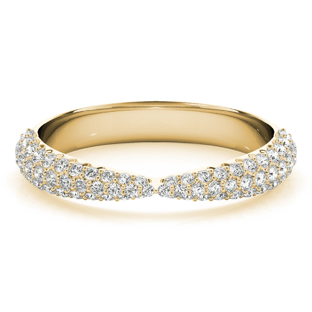 Yellow gold Pavé Round Diamond Twist Band with Micro Prong Setting