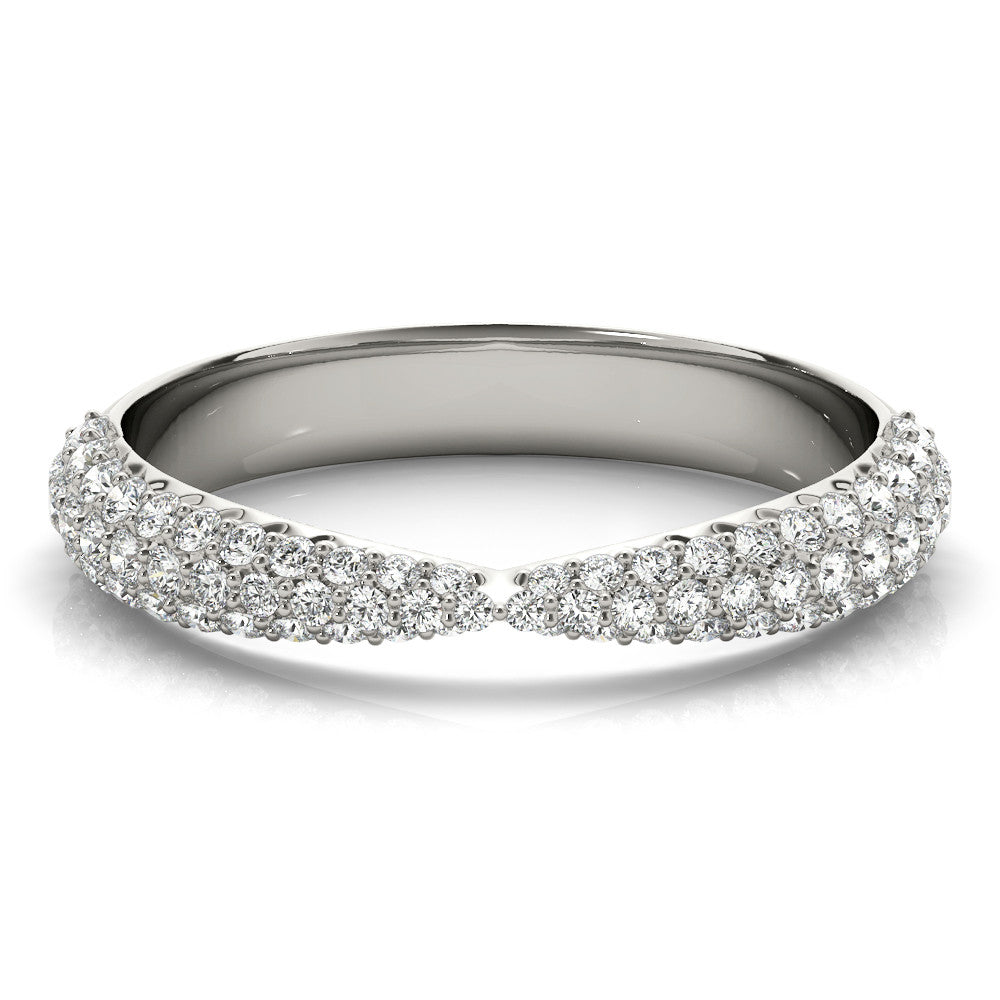 Silver Pavé Round Diamond Twist Band with Micro Prong Setting