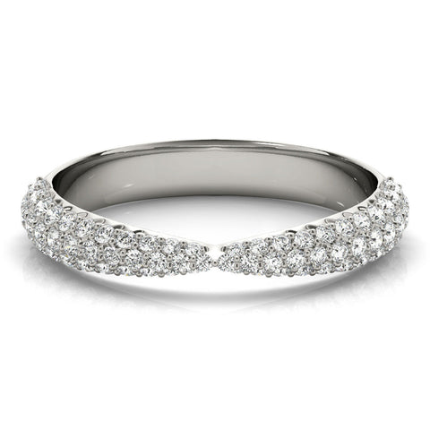 Silver Pavé Round Diamond Twist Band with Micro Prong Setting