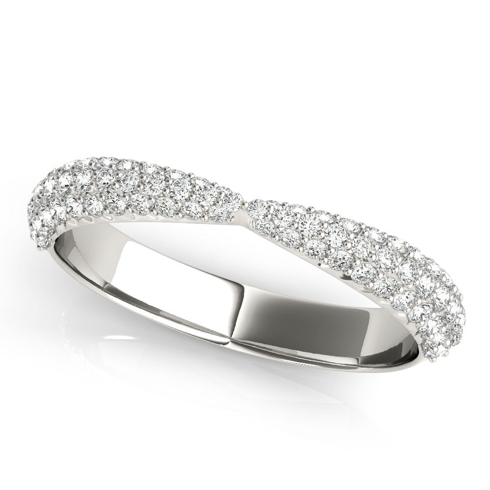 White gold Pavé Round Diamond Twist Band with Micro Prong Setting