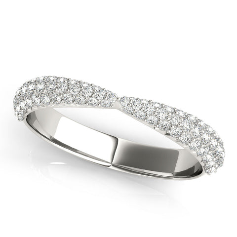 Silver Pavé Round Diamond Twist Band with Micro Prong Setting