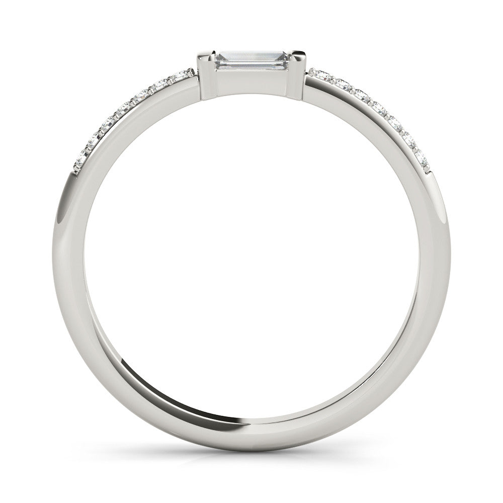 Silver Baguette Diamond Pave Band with Bar Prong Setting