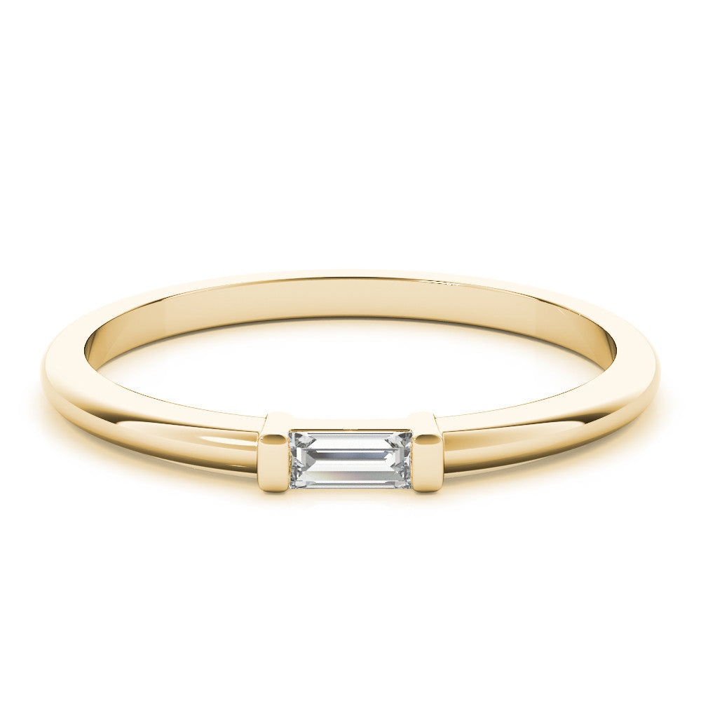 Yellow gold Baguette Solitaire Bar-Set Minimalist Band
