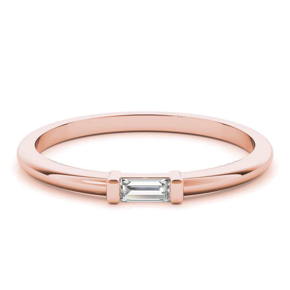 Rose gold Baguette Solitaire Bar-Set Minimalist Band