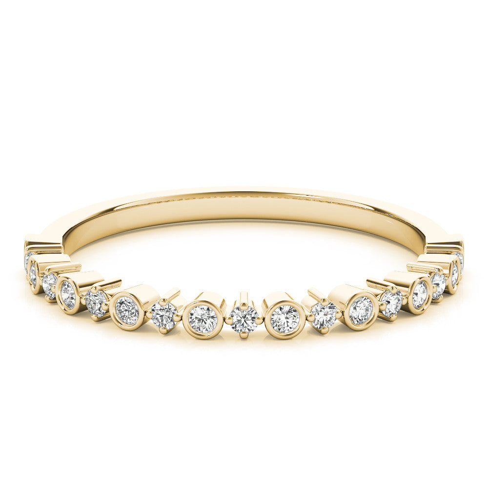Yellow gold Bezel and Prong Set Round Diamond Half Eternity Band