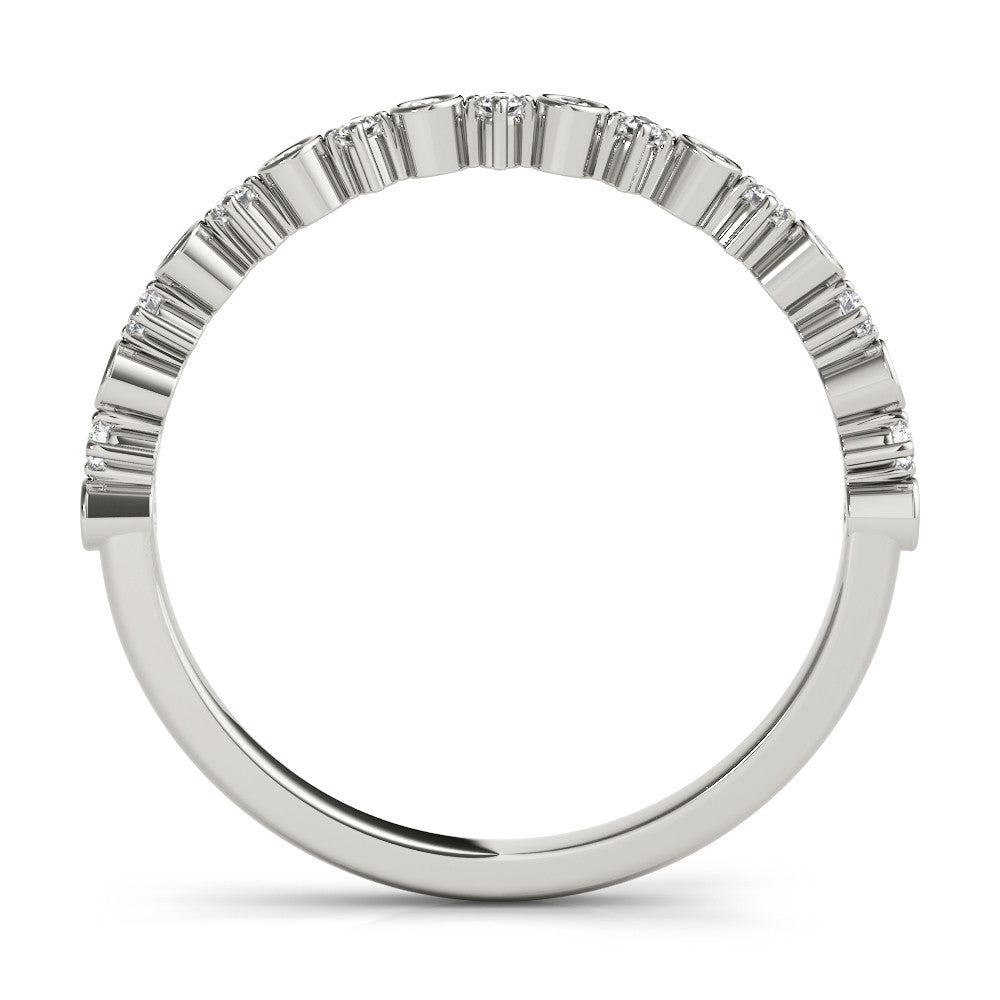 White gold Bezel and Prong Set Round Diamond Half Eternity Band