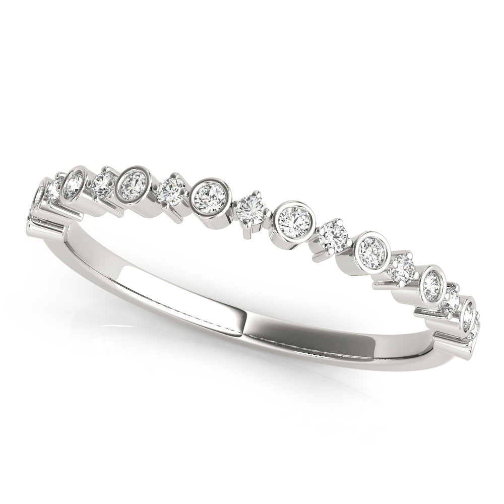 Silver Bezel and Prong Set Round Diamond Half Eternity Band