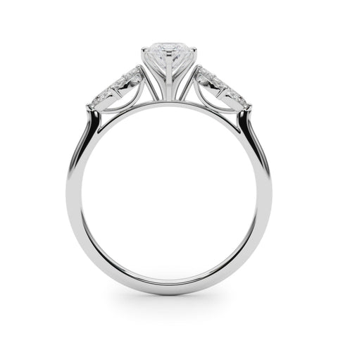 Platinum Marquise Diamond Floral Cluster Ring with Marquise Side Stones and Six-Prong Solitaire Setting