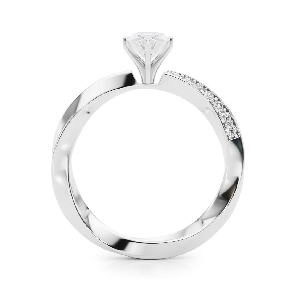 Platinum Marquise Solitaire Diamond Engagement Ring with Side Stone Accents and Four-Prong Setting