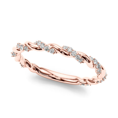 Rose gold Twisted Pave Round Diamond Eternity Band with Prong Setting