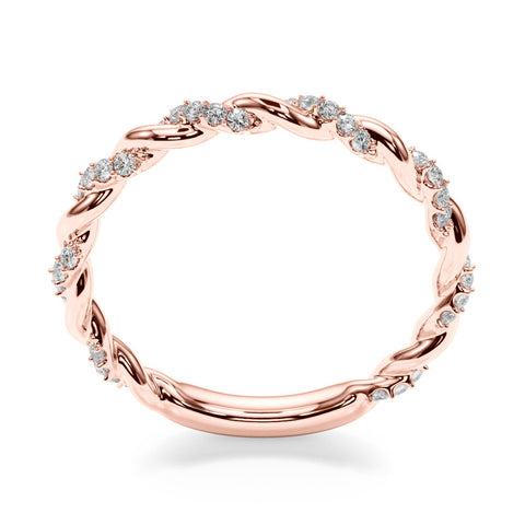 Rose gold Twisted Pave Round Diamond Eternity Band with Prong Setting