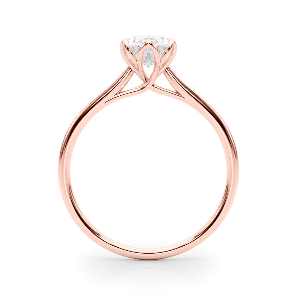 Rose gold Oval Solitaire Ring with White Gold Band and Four-Prong Setting