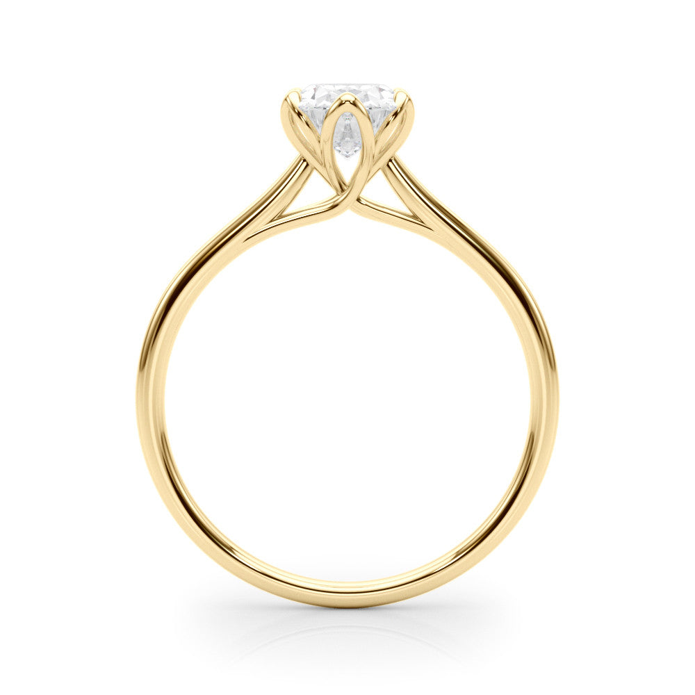 Yellow gold Oval Solitaire Ring with White Gold Band and Four-Prong Setting