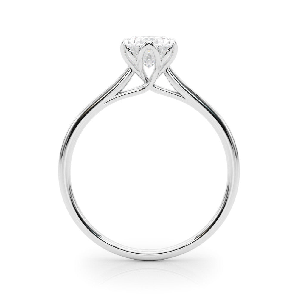 Silver Oval Solitaire Ring with Silver Band and Four-Prong Setting