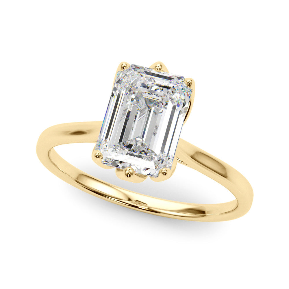 Yellow gold Heart Cut Solitaire Diamond Ring with Four-Prong Setting and Classic Band