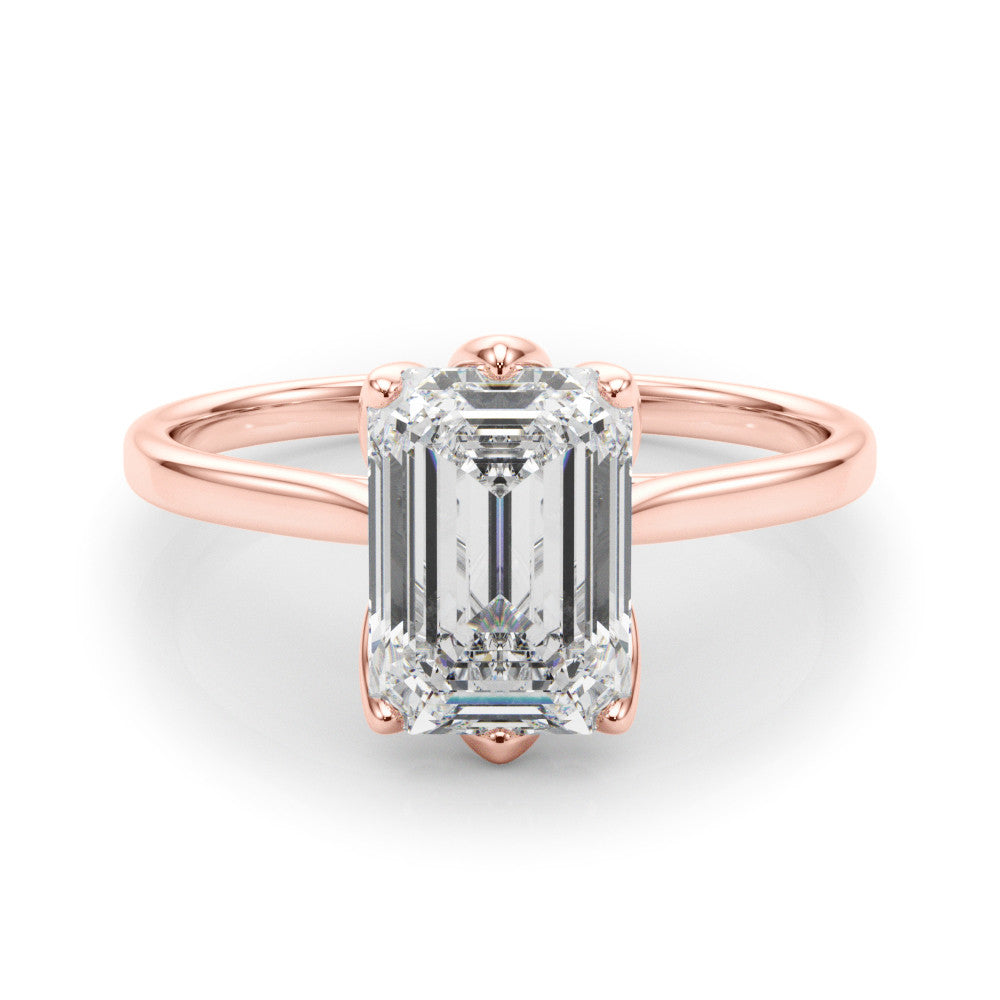 Rose gold Princess Cut Solitaire Diamond Ring with Four-Prong Setting and Classic Band