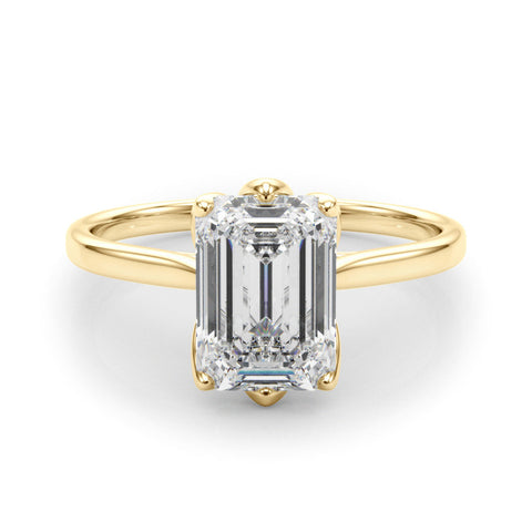 Yellow gold Marquise Cut Solitaire Diamond Ring with Four-Prong Setting and Classic Band