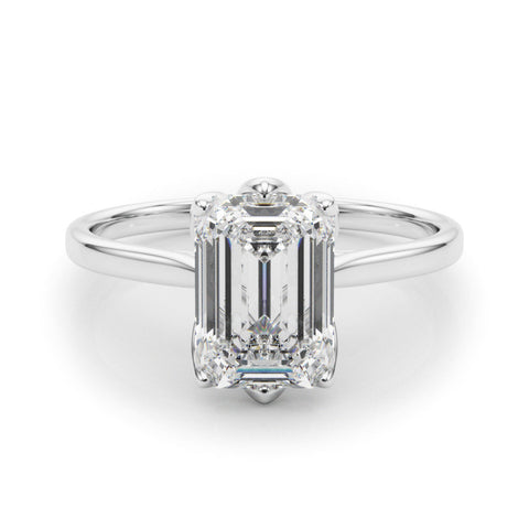 Platinum Round Cut Solitaire Diamond Ring with Four-Prong Setting and Classic Band
