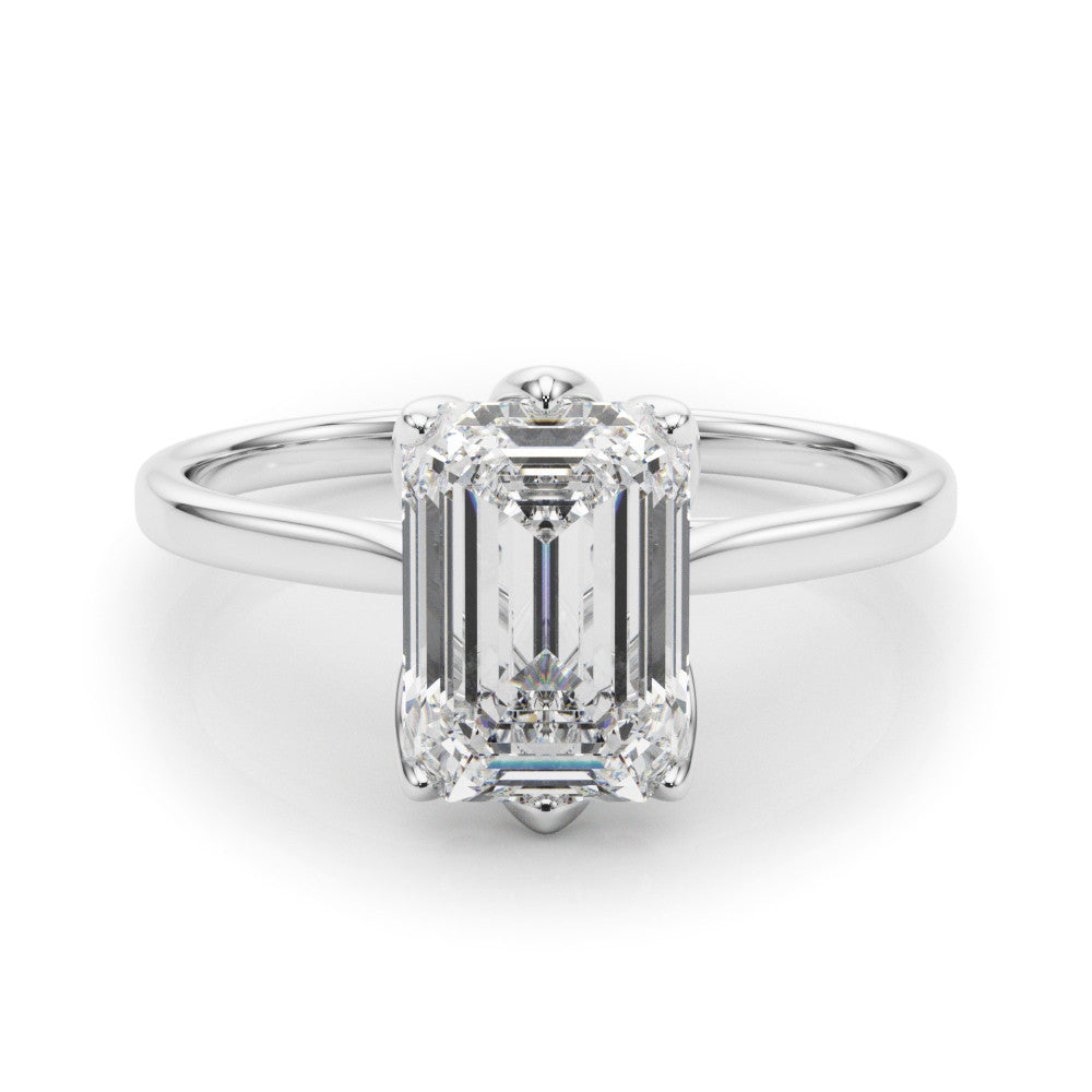 Platinum Oval Cut Solitaire Diamond Ring with Four-Prong Setting and Classic Band