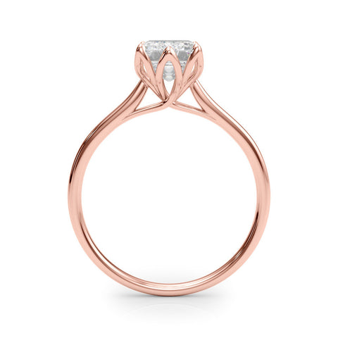 Rose gold Radiant Cut Solitaire Diamond Ring with Four-Prong Setting and Classic Band