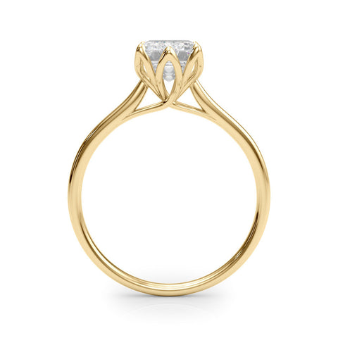 Yellow gold Pear Cut Solitaire Diamond Ring with Four-Prong Setting and Classic Band