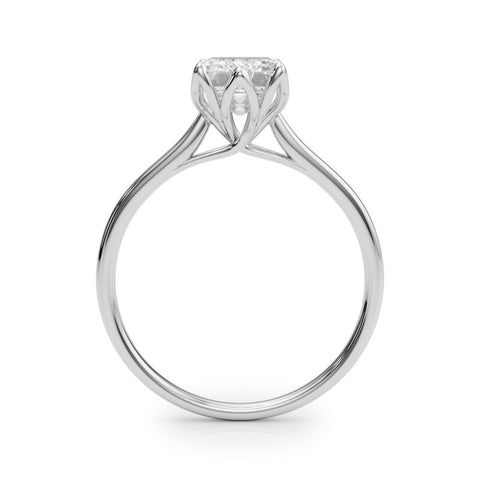 White gold Marquise Cut Solitaire Diamond Ring with Four-Prong Setting and Classic Band