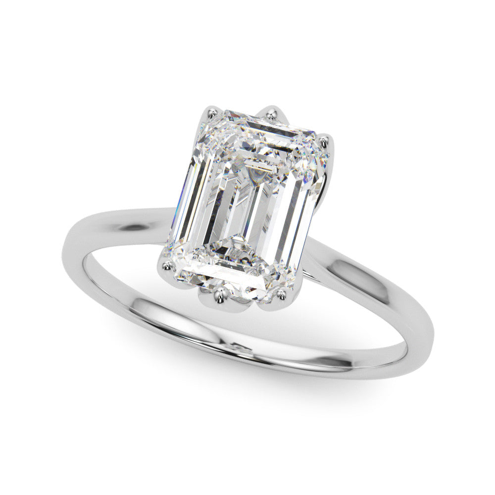 Platinum Cushion Cut Solitaire Diamond Ring with Four-Prong Setting and Classic Band
