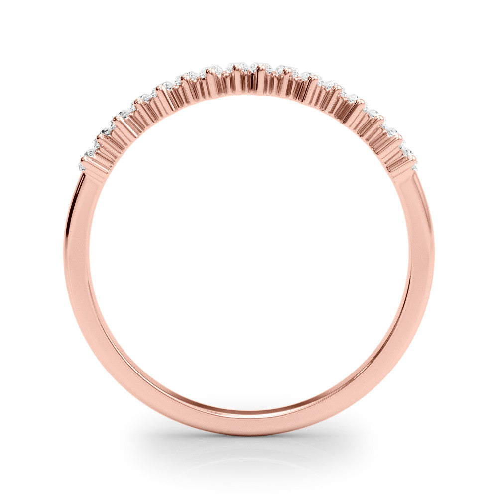 Rose gold Baguette Diamond Bar Set White Gold Band with Shared Prong Setting