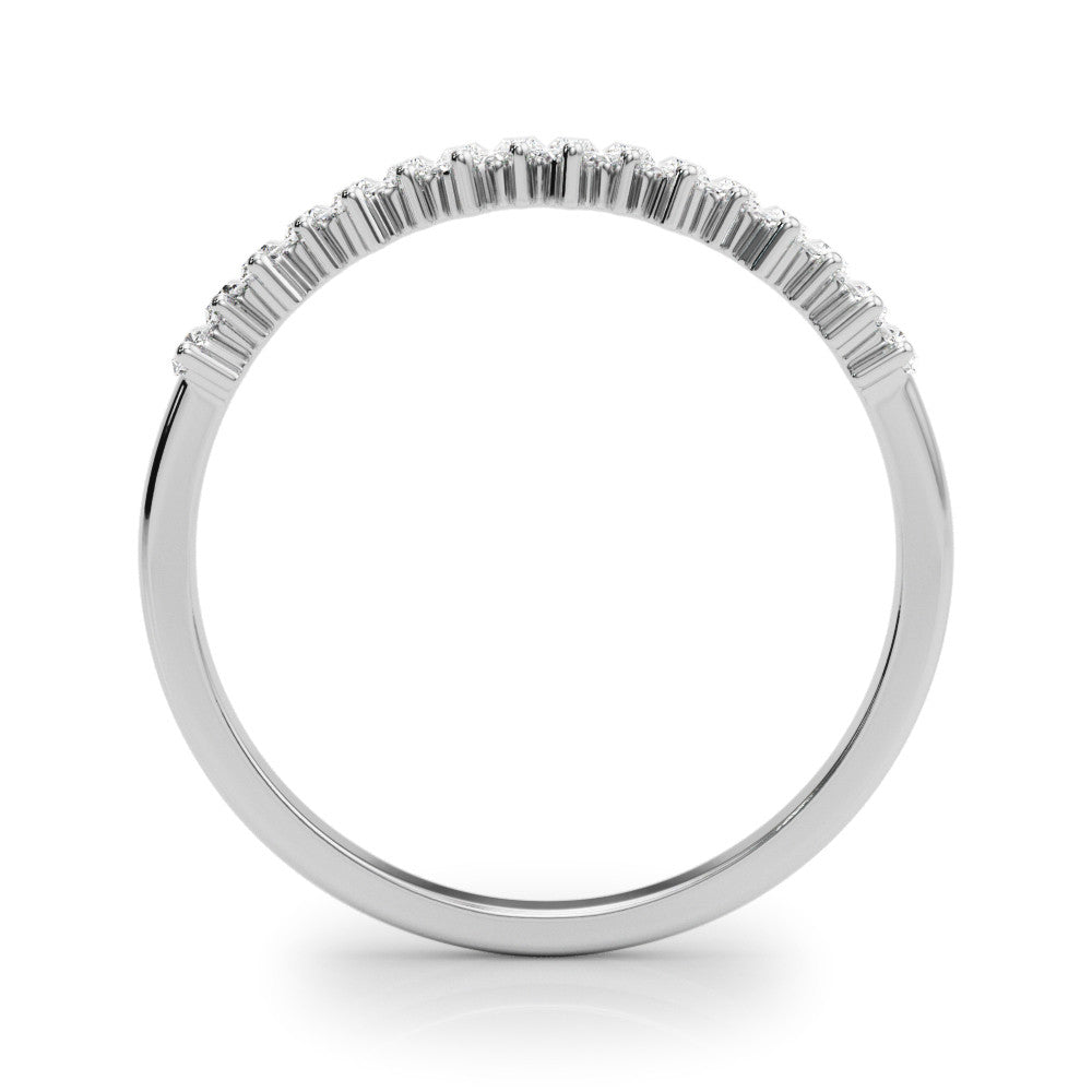 Platinum Baguette Diamond Bar Set White Gold Band with Shared Prong Setting