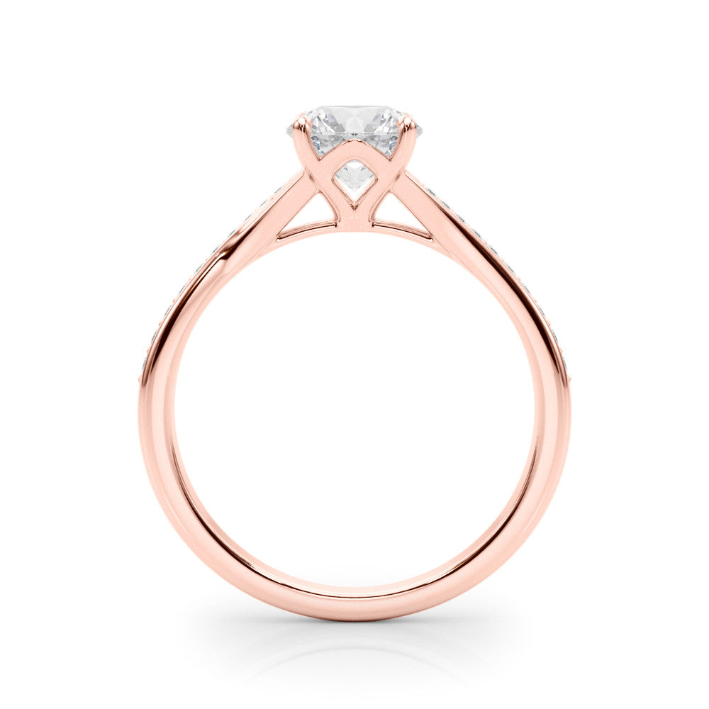 Rose gold Round Solitaire Pavé Band with Four-Prong Setting