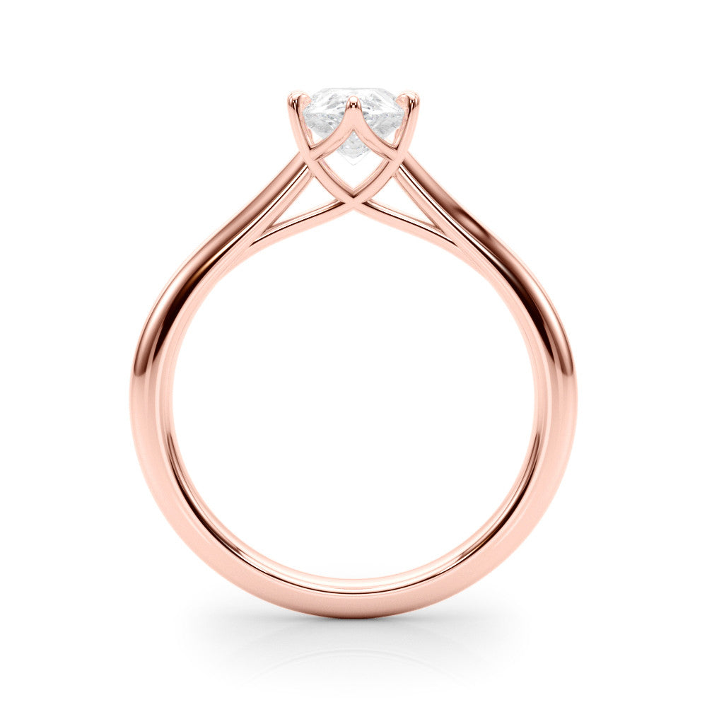 Rose gold Solitaire Pear Cut Diamond Ring with Tapered Band and Six-Prong Setting