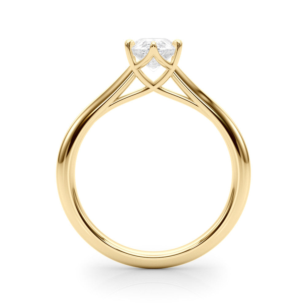 Yellow gold Solitaire Pear Cut Diamond Ring with Tapered Band and Six-Prong Setting