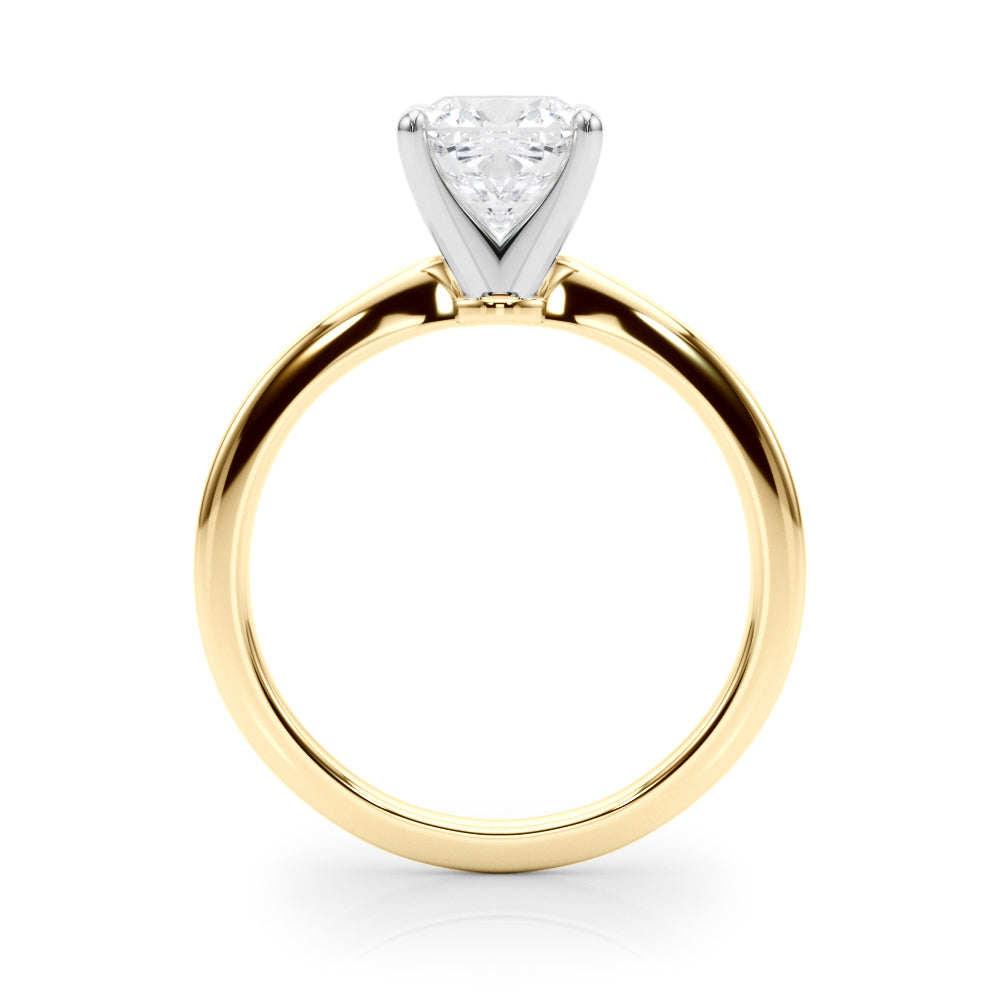 Yellow gold Cushion Solitaire Engagement Ring with Classic Band and Four-Prong Setting