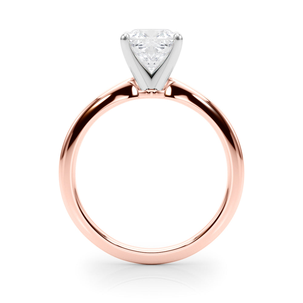 Rose gold Cushion Solitaire Engagement Ring with Classic Band and Four-Prong Setting